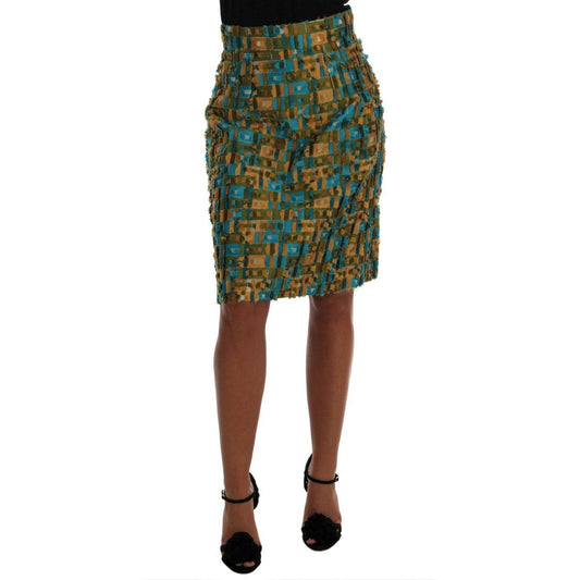 Dolce & Gabbana Multicolor Jacquard Straight Pencil Skirt