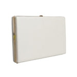 Dolce & Gabbana White Leather Gold Frame Clutch Evening Party Purse Bag BAG1532