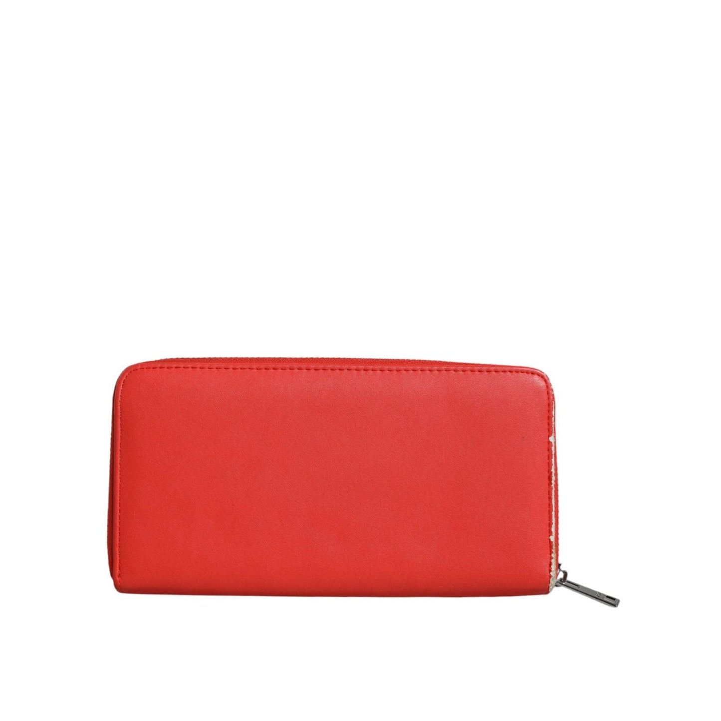 MSGM Red Leather Continental Zip Around Card Holder Bifold Clutch Wallet BAG1561