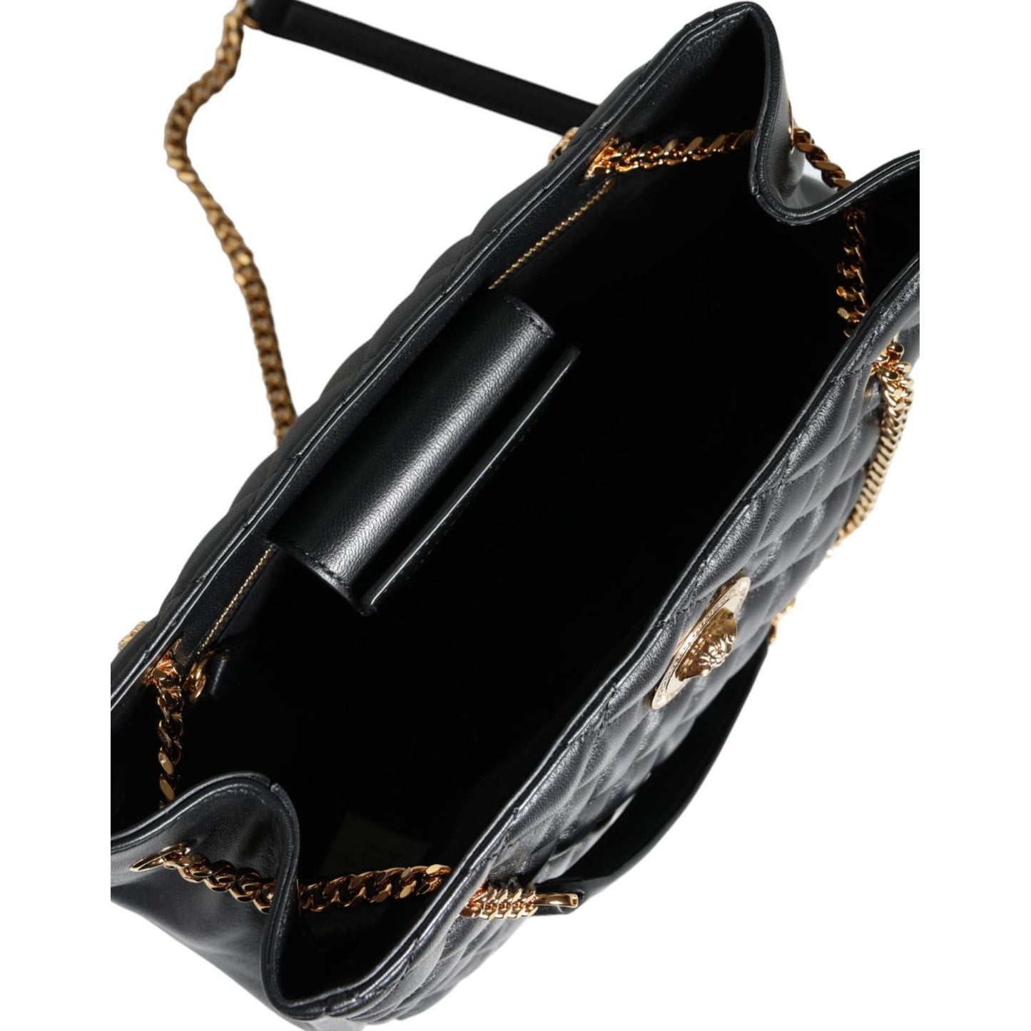 Versace Black Quilted Nappa Leather Shoulder Chain Strap Bag BAG1608
