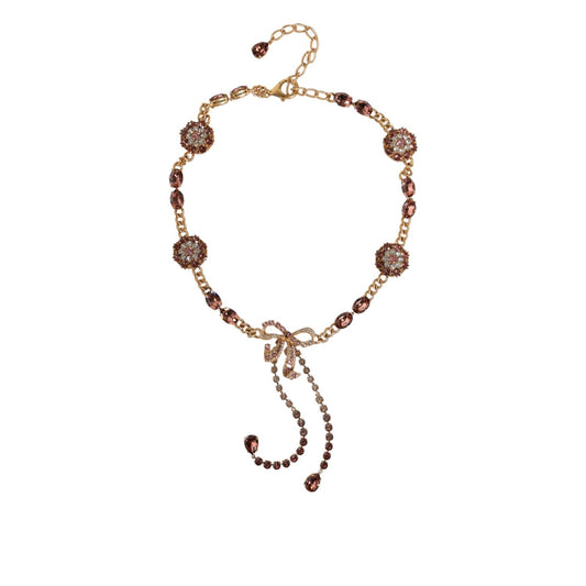 Dolce & Gabbana Gold Tone Brass Crystal Embellished Belt