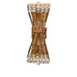 Dolce & Gabbana Gold Tone Brass Bow Crystal FauxPearl Embellished Brooch SMY10377