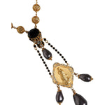 Dolce & Gabbana Gold Chain Brass Black Beaded Rosary Style Necklace SMY10163