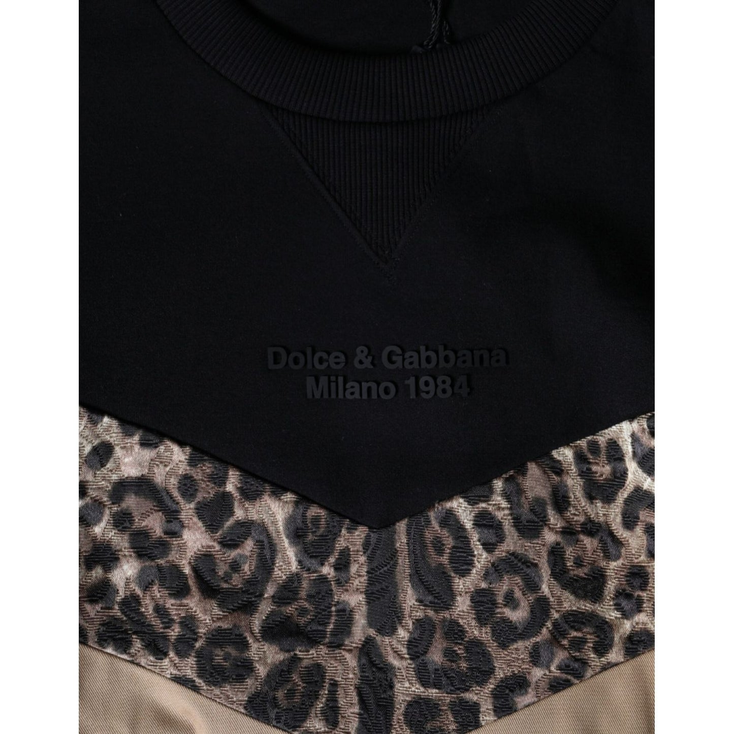 Dolce & Gabbana Black Leopard Crew Neck Sweatshirt Sweater TSH84514-54