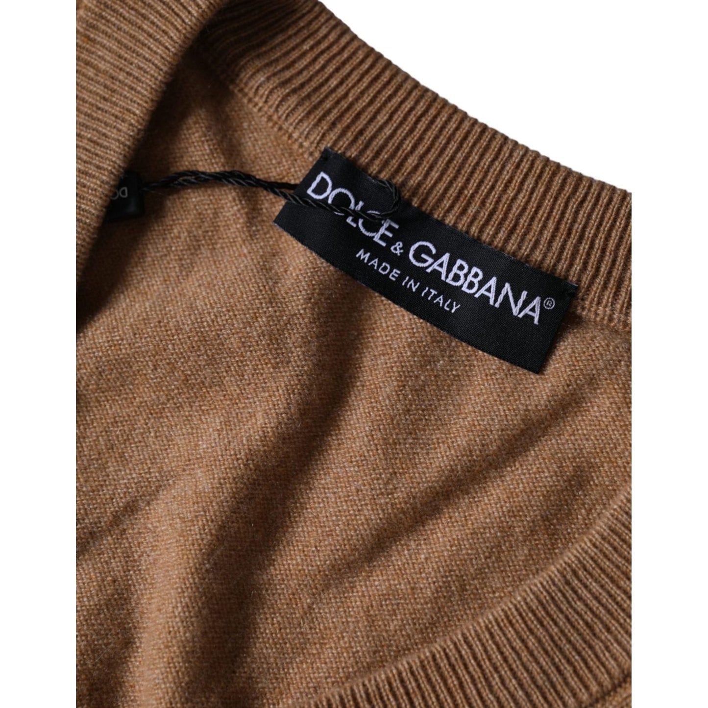 Dolce & Gabbana Brown Cashmere Knit V-neck Pullover Sweater TSH85141-52