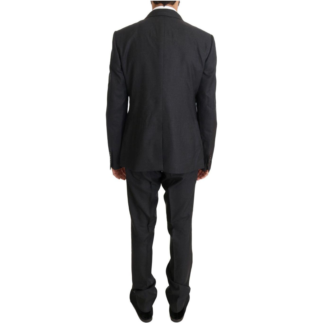 Dolce & Gabbana Gray Wool Silk Double Breasted Slim Suit KOS1104-1