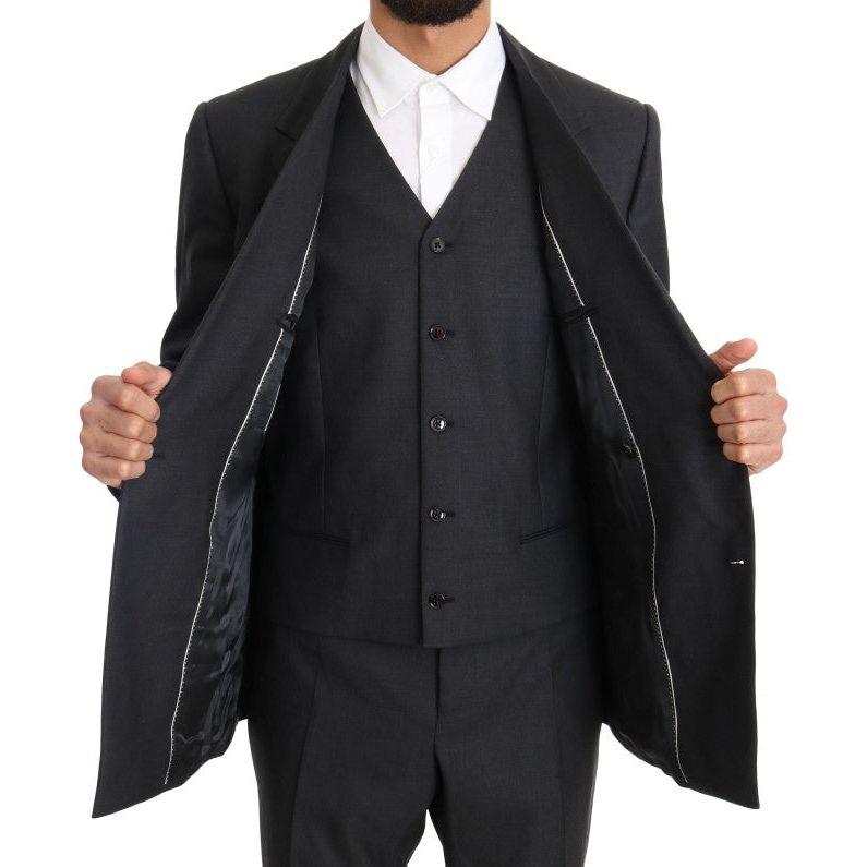 Dolce & Gabbana Gray Wool Silk Double Breasted Slim Suit KOS1104-1