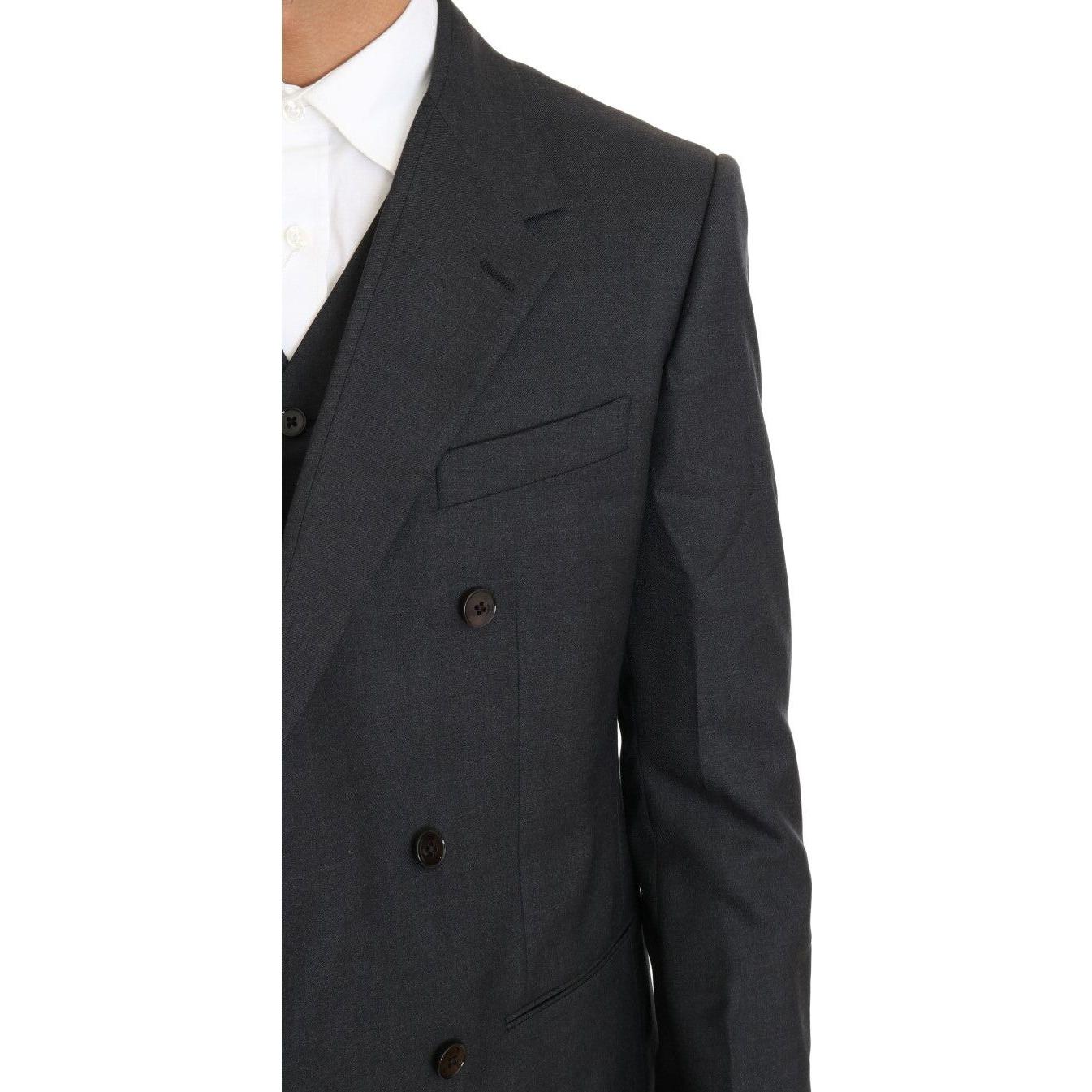 Dolce & Gabbana Gray Wool Silk Double Breasted Slim Suit KOS1104-1
