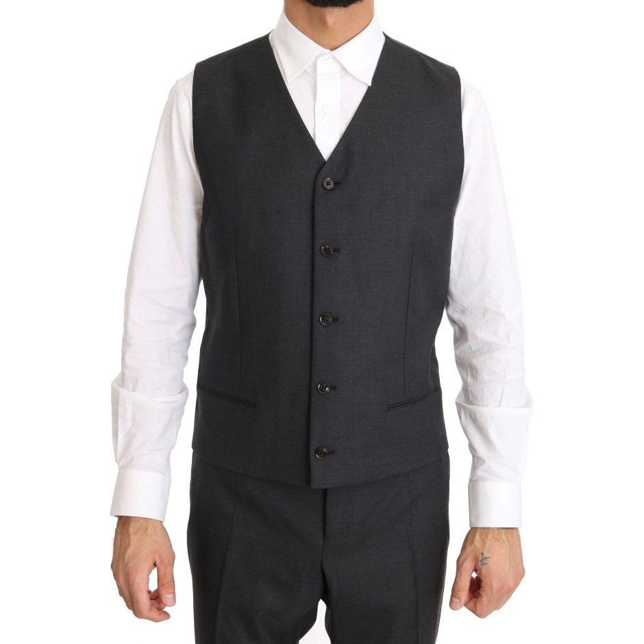 Dolce & Gabbana Gray Wool Silk Double Breasted Slim Suit KOS1104-1