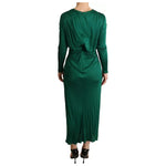Dolce & Gabbana Dark Green Viscose Long Sleeve Midi Dress DR28733-40