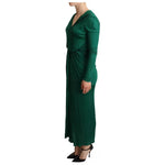 Dolce & Gabbana Dark Green Viscose Long Sleeve Midi Dress DR28733-40