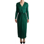 Dolce & Gabbana Dark Green Viscose Long Sleeve Midi Dress DR28733-40