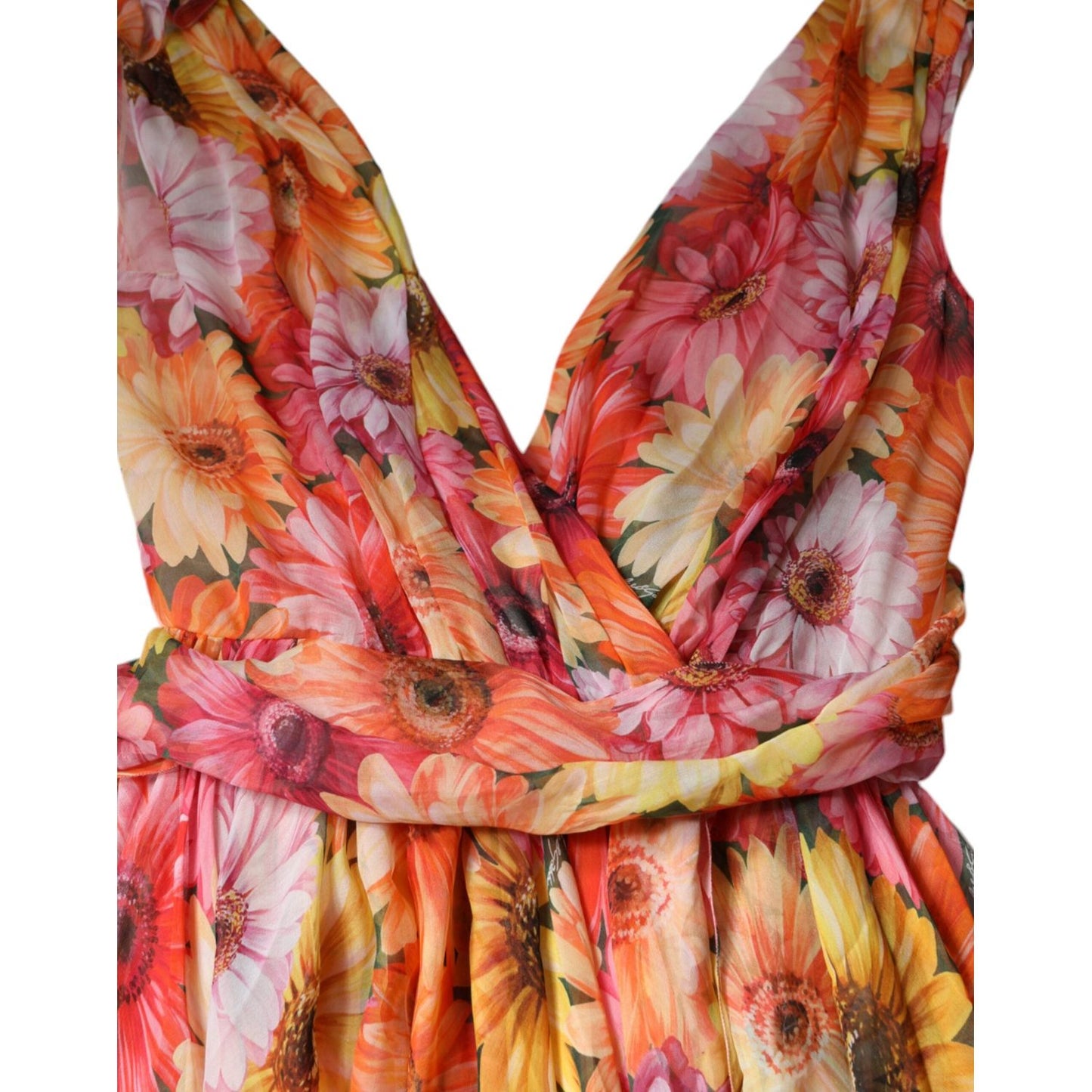 Dolce & Gabbana Multicolor Floral Sleeveless V-neck Midi Dress DR281226-42