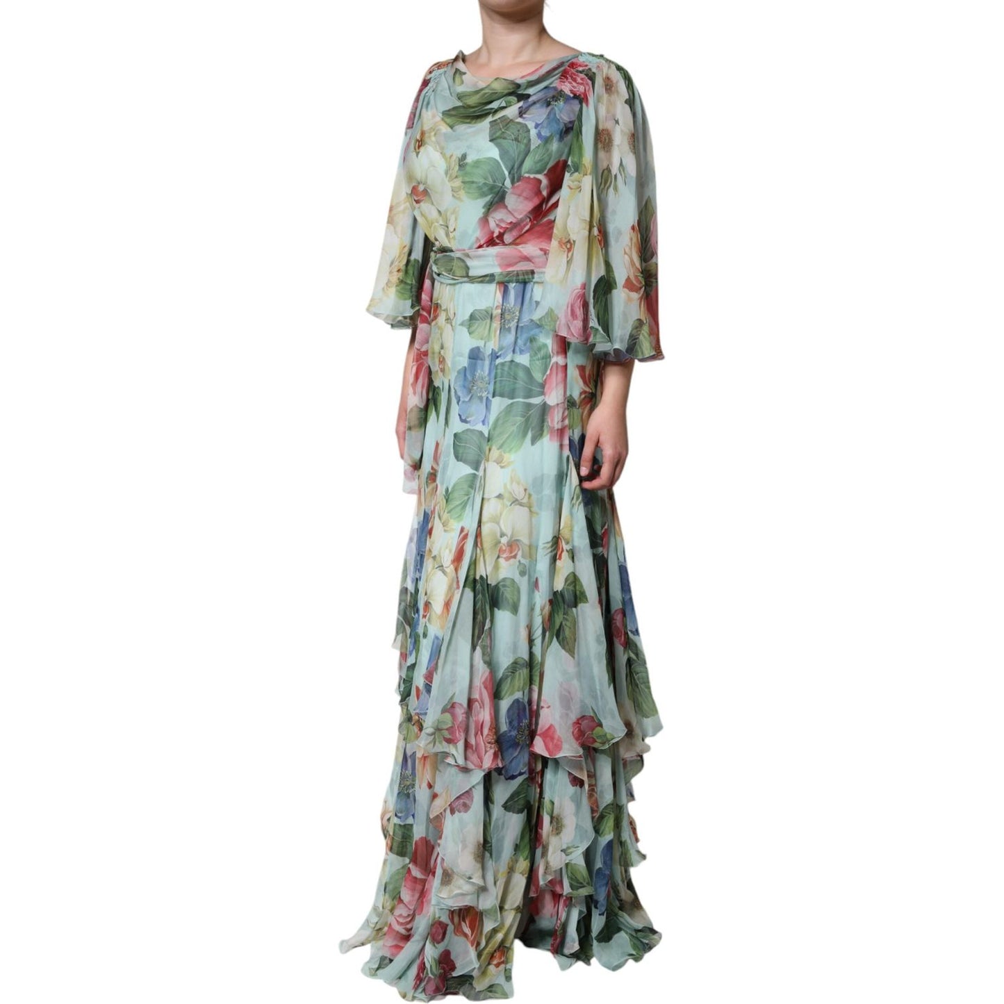 Dolce & Gabbana Multicolor Floral Silk Long Gown Dress DR281237-44