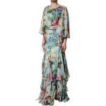 Dolce & Gabbana Multicolor Floral Silk Long Gown Dress DR281237-44