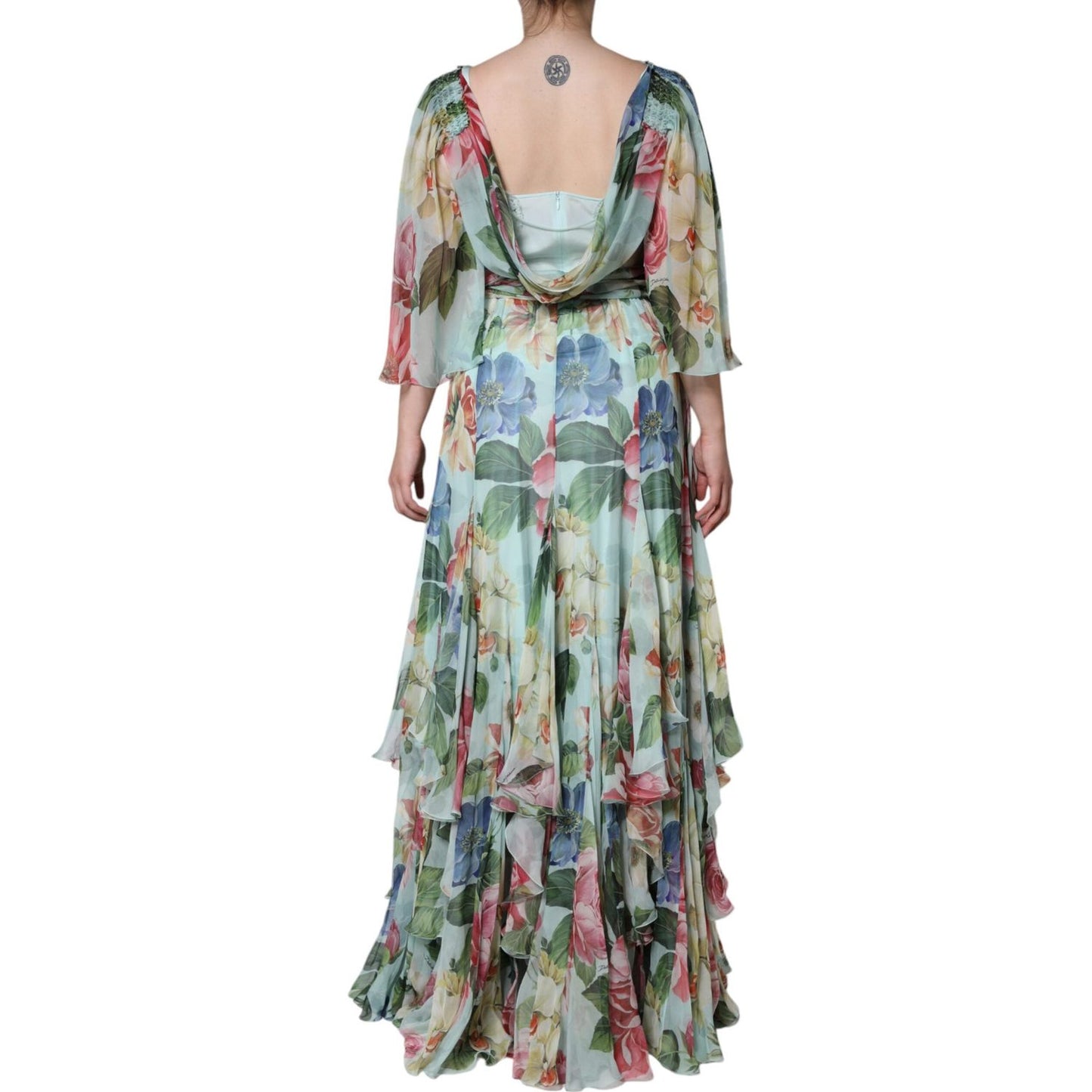 Dolce & Gabbana Multicolor Floral Silk Long Gown Dress DR281237-44