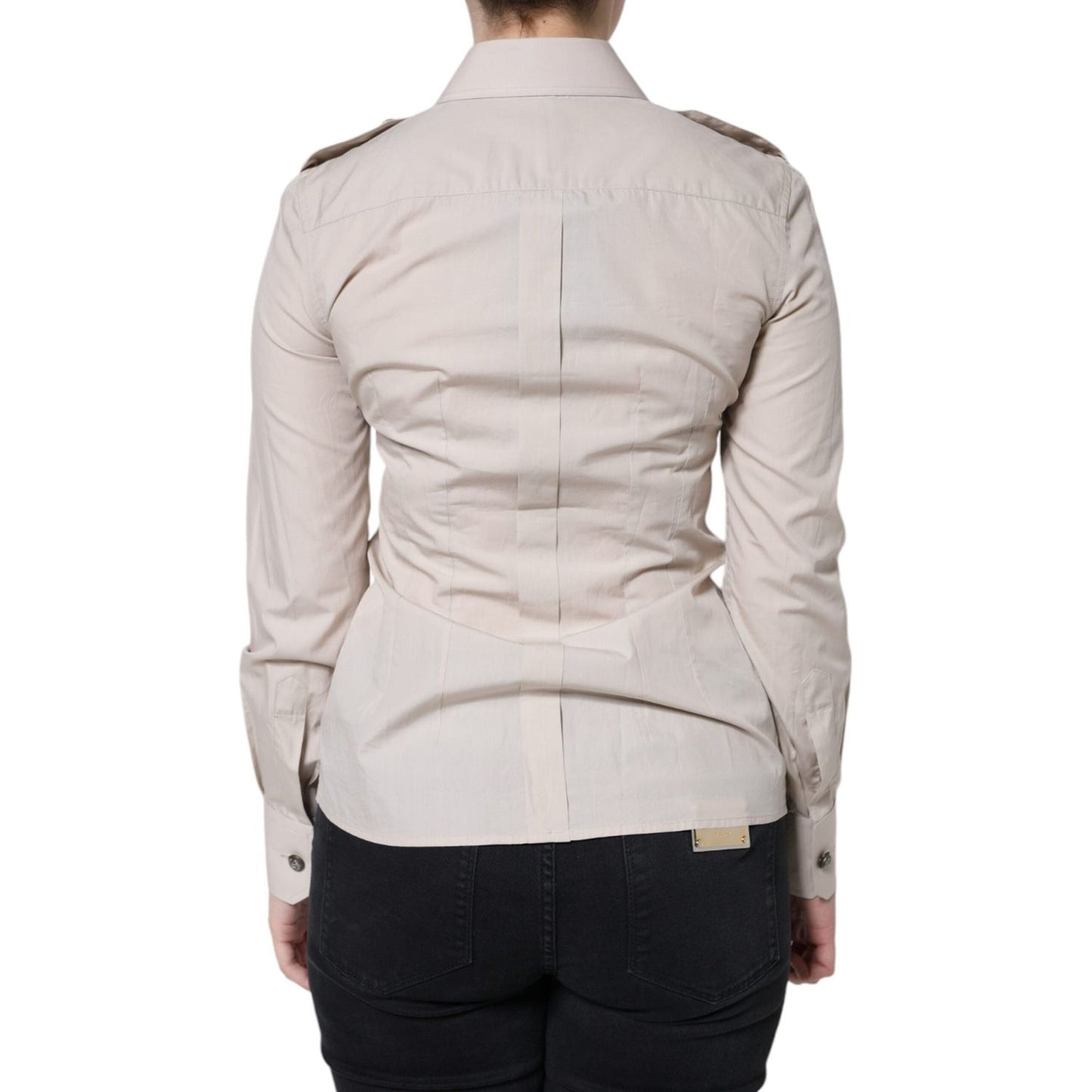 Dolce & Gabbana Beige Cotton Collared Button Down Shirt Top TSH86565-38