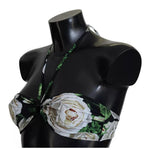 Dolce & Gabbana Black Floral Halter Beachwear Swimwear Bikini Top BIK1652-2