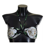 Dolce & Gabbana Black Floral Halter Beachwear Swimwear Bikini Top BIK1652-2