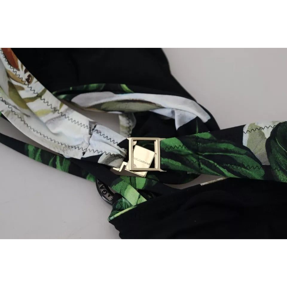 Dolce & Gabbana Black Floral Halter Beachwear Swimwear Bikini Top BIK1652-2
