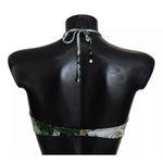 Dolce & Gabbana Black Floral Halter Beachwear Swimwear Bikini Top BIK1652-2