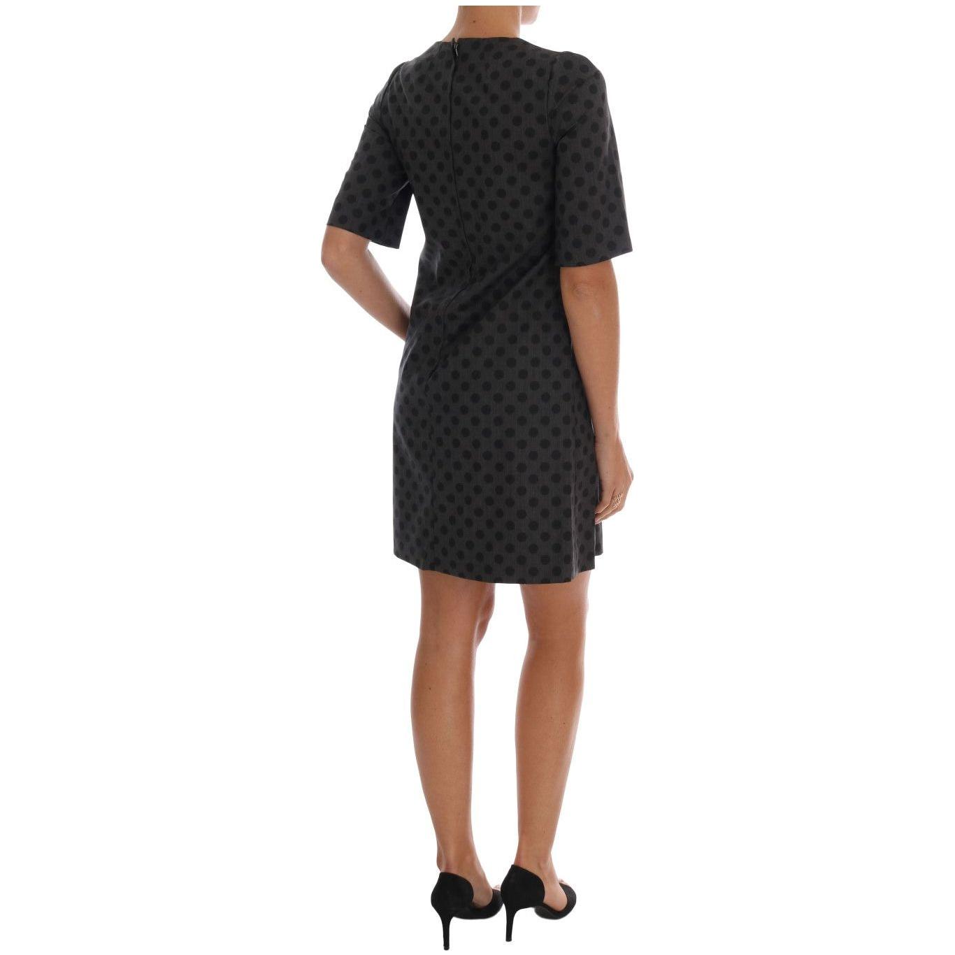 Dolce & Gabbana Gray Polka Dotted Wool Stretch Dress