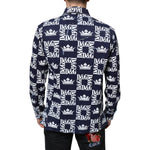 Dolce & Gabbana Blue Crown Logo Print Slim Fit Cotton Shirt TSH87099-38