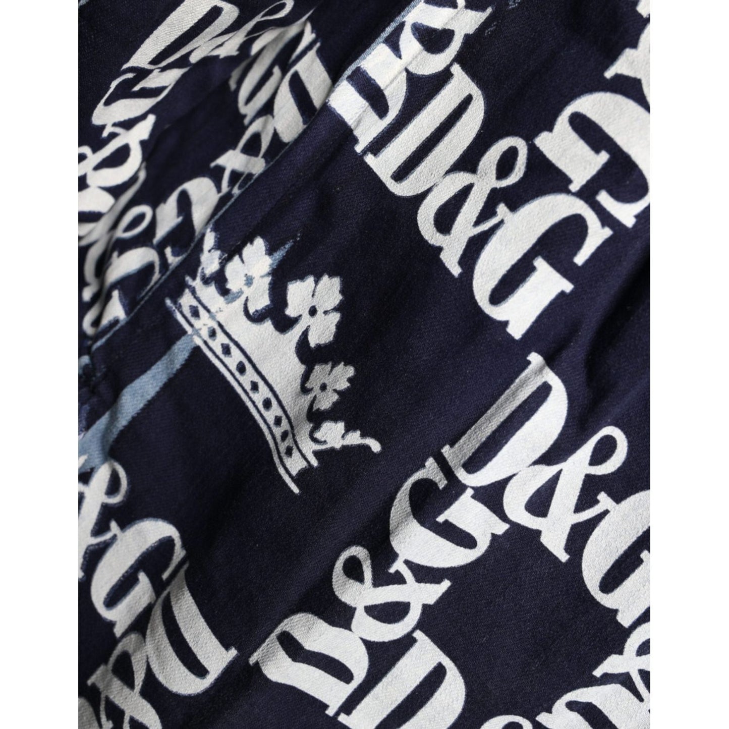 Dolce & Gabbana Blue Crown Logo Print Slim Fit Cotton Shirt TSH87099-38