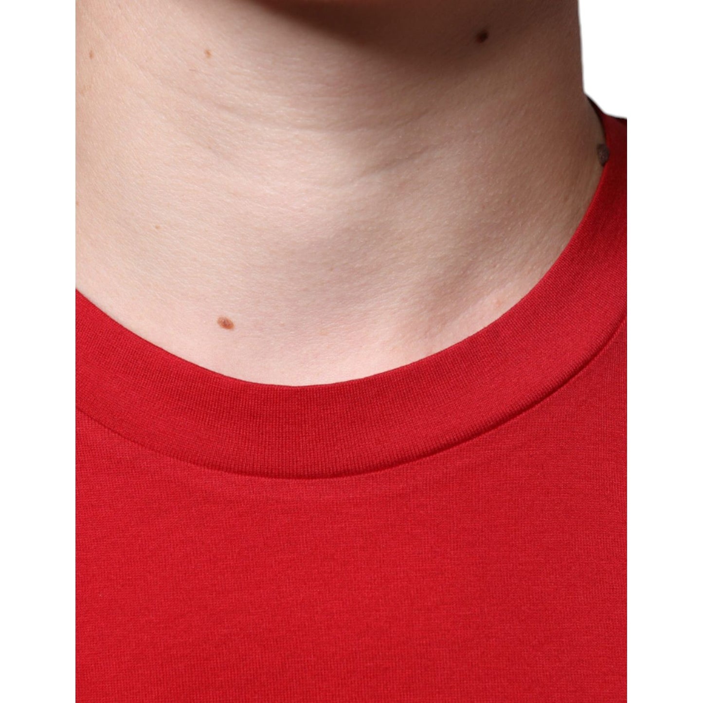 Dolce & Gabbana Red Cotton DG Logo Print Crew Neck T-shirt
