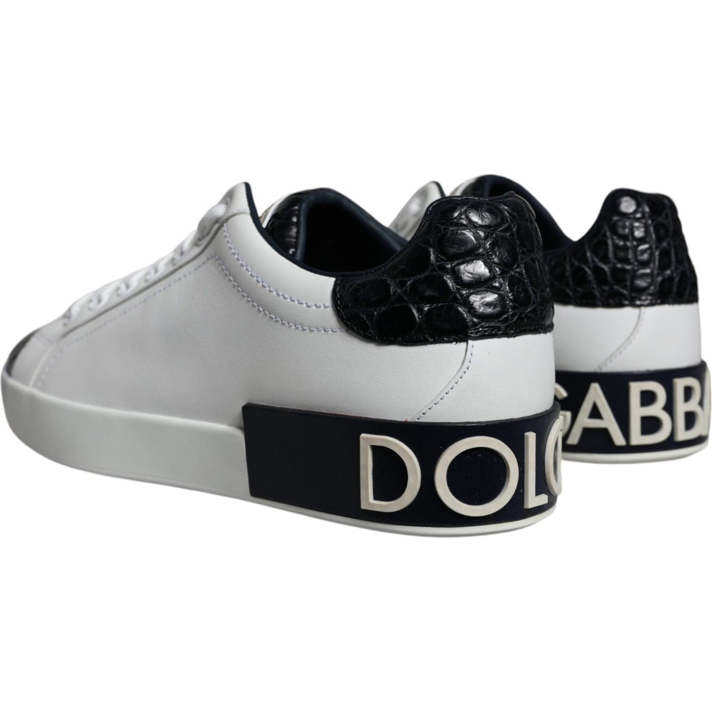 Dolce & Gabbana Black Leather Logo Portofino Sneaker Shoes MV5382-39