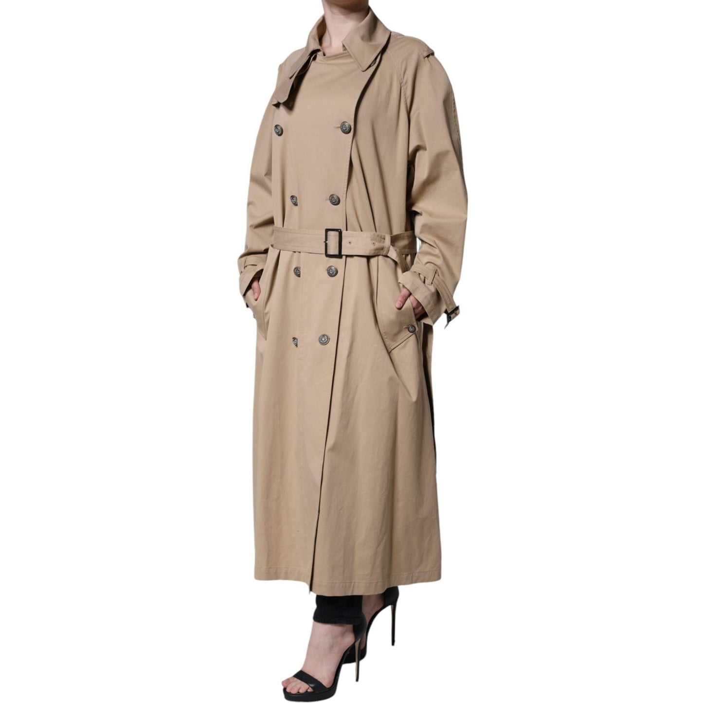 Dolce & Gabbana Khaki Double Breasted Trench Coat Jacket JKT3802-40