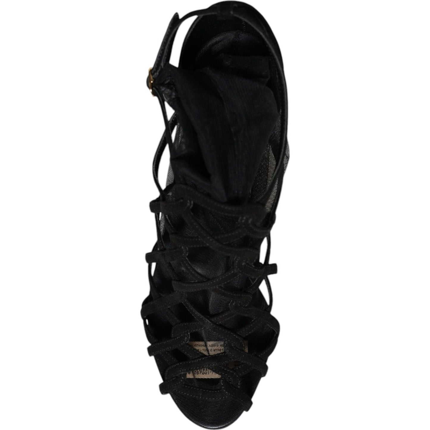 Dolce & Gabbana Black Tulle Stretch Heels Sandals Shoes LA7996-41