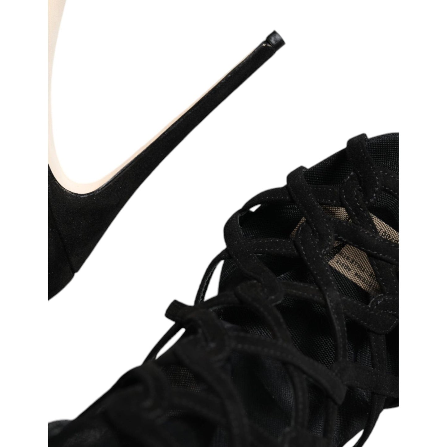 Dolce & Gabbana Black Tulle Stretch Heels Sandals Shoes LA7996-41