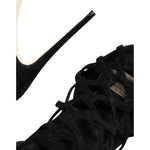 Dolce & Gabbana Black Tulle Stretch Heels Sandals Shoes LA7996-41