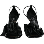 Dolce & Gabbana Black Leather Ankle Strap Heel Sandals Shoes LA11731-40