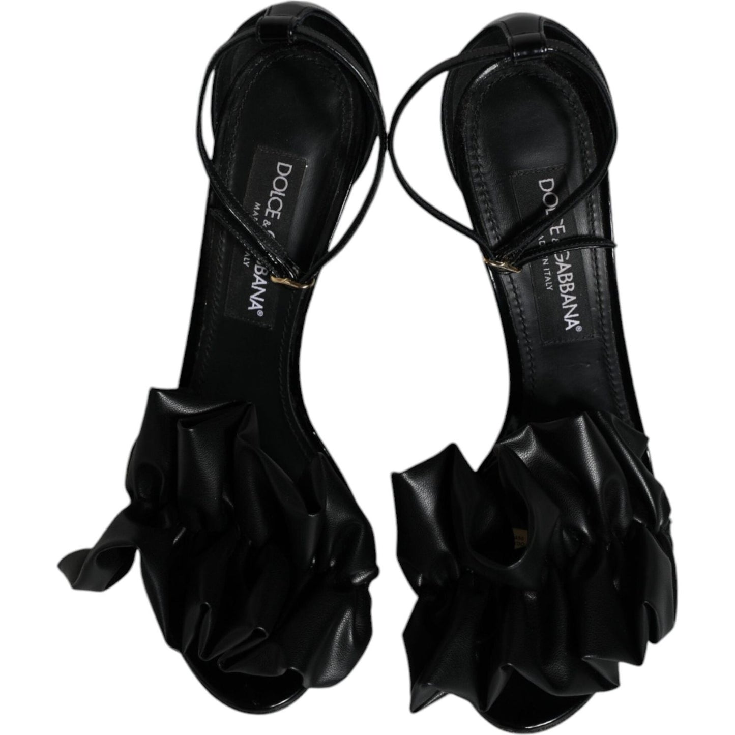 Dolce & Gabbana Black Leather Ankle Strap Heel Sandals Shoes LA11731-40