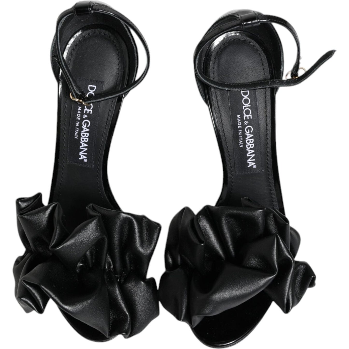 Dolce & Gabbana Black Leather Ankle Strap Heel Sandals Shoes LA11753-37