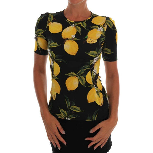 Dolce & Gabbana Multicolor Lemon Silk Stretch T-Shirt
