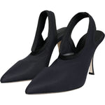 Dolce & Gabbana Black Jersey Stretch Heels Slingback Shoes LA8516-36.5