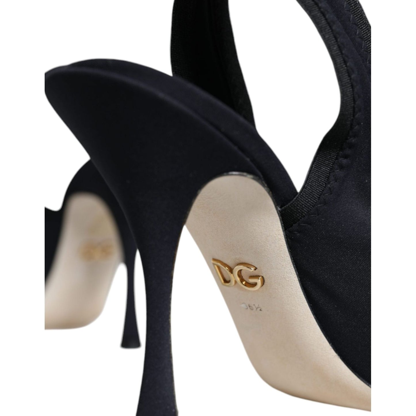 Dolce & Gabbana Black Jersey Stretch Heels Slingback Shoes LA8516-36.5