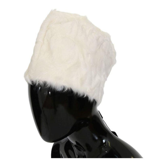 Dolce & Gabbana White Xiangao Lamb Fur Beanie Beanie Hat