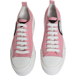 Dolce & Gabbana Pink White Canvas Logo Low Top Sneakers Shoes LA12018-39