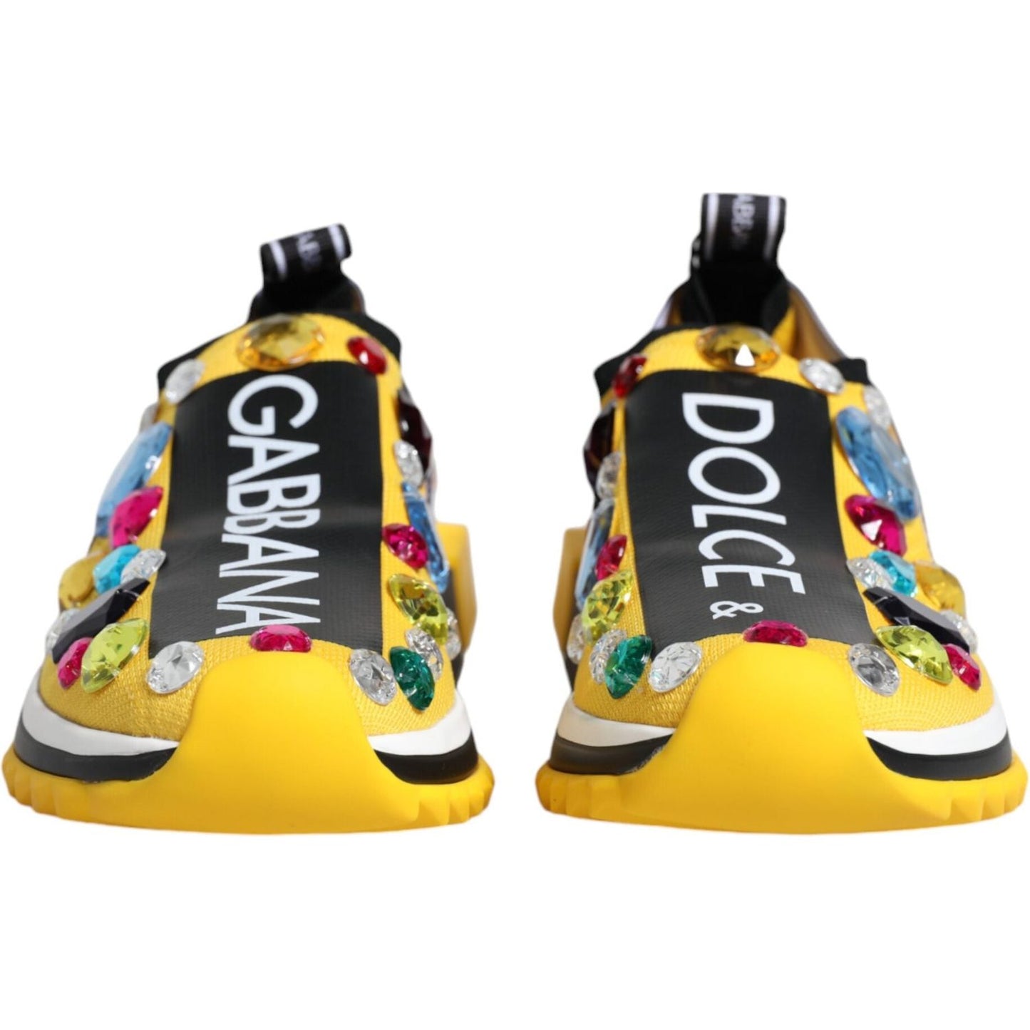 Dolce & Gabbana Yellow Sorrento Crystals Low Top Sneakers Shoes LA12020-36.5
