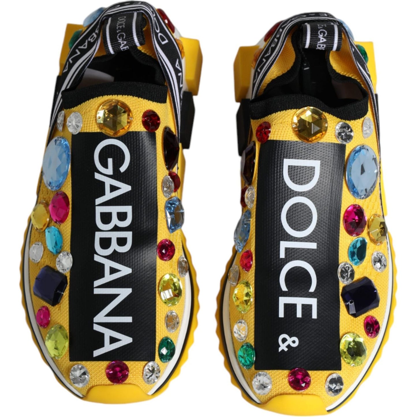 Dolce & Gabbana Yellow Sorrento Crystals Low Top Sneakers Shoes LA12020-36.5