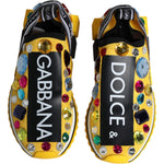 Dolce & Gabbana Yellow Sorrento Crystals Low Top Sneakers Shoes LA12020-36.5