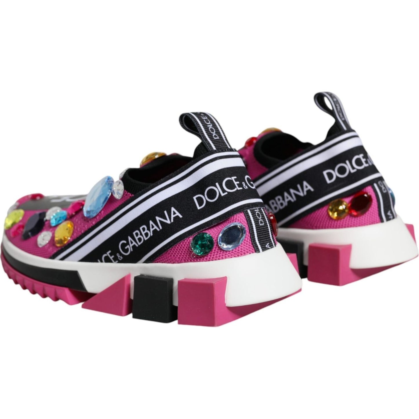 Dolce & Gabbana Pink Sorrento Crystals Low Top Sneakers Shoes LA12182-37