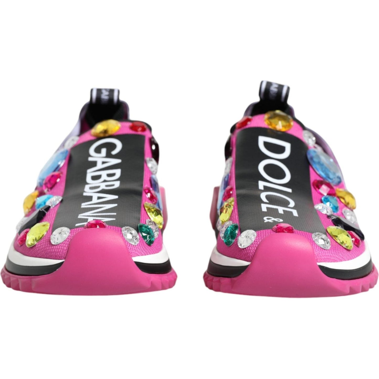 Dolce & Gabbana Pink Sorrento Crystals Low Top Sneakers Shoes LA12182-37