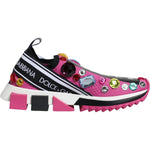 Dolce & Gabbana Pink Sorrento Crystals Low Top Sneakers Shoes LA12182-37