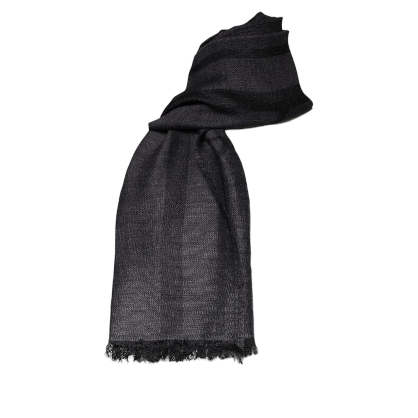 GF Ferre Dark Gray Wool Viscose Foulard Patterned Scarf MS7700