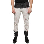 Dolce & Gabbana Black White Printed Skinny Men Denim Jeans PAN74845-48